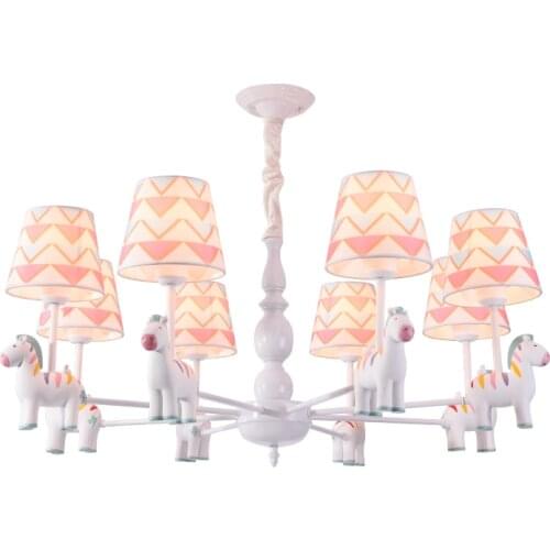 Kids bedroom decor pendant lights led nordic lamp pink princess childrens room carousel shape indoor lighting ceiling hanglamp
