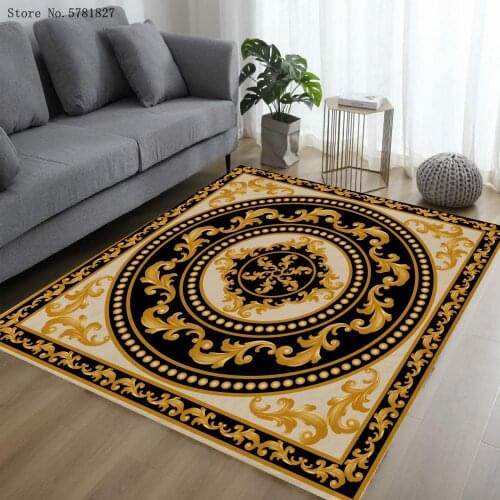 European Pattern Floor Mat Golden Flower Pattern Rugs 3D Print For Living Room Carpet Outdoor Entrance Rug Home Floor Carpet