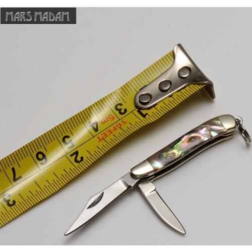 Free shipping mini Two Blades Pocket Knife Camping Tactical Folding Knife Exquisite gift Knife Abalone Shell Handle