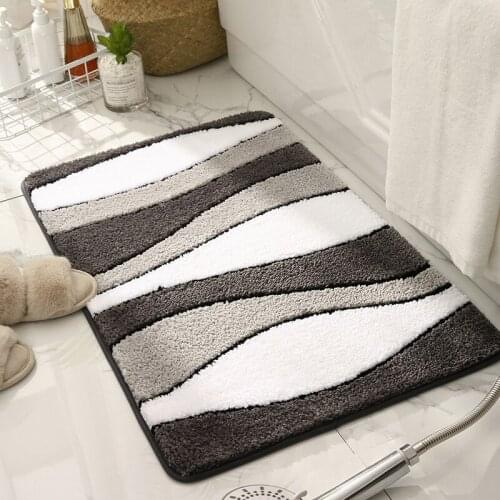 Art Striped Bath Mat Thickened Water Absorbent Non-Slip Foot Mat Entry Entrance Door Mat Microfiber Bathroom Rug Bath Carpet