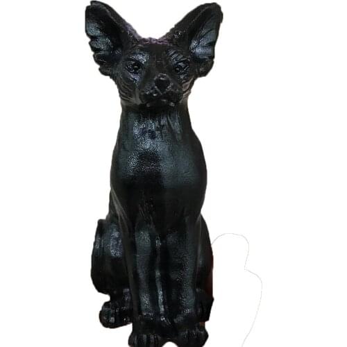 Natural Obsidian Black Dog Exquisite Hand-Carved Chakra Mineral Quartz Home Decor Collection