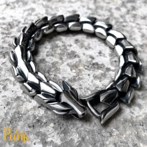 Wholesale Retro Mens Bike Biker Bracelet Punk Hiphop Stainless Steel Dragon Keel Chain Bracelets Male Jewelry Gifts Pulseira