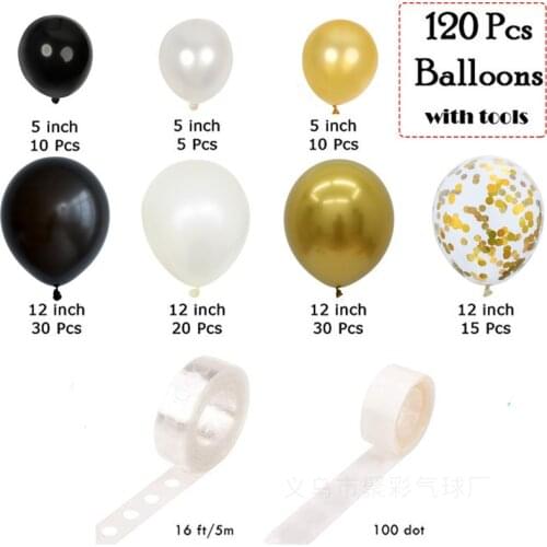 120PCS gold sequin latex balloon chain set birthday party decoration balloon supplies package