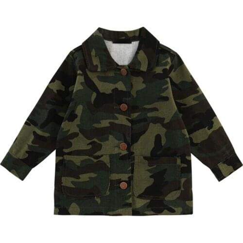New Toddler Girl Camouflage Jacket Coat Letter Heart Print Button Down Outerwear Winter/Fall Kids Clothing Autumn