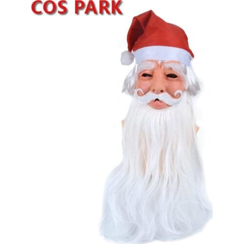 2020 New Santa Claus Headgear Father Christmas Mask White Beard Grandpa Latex Mask Halloween Gift