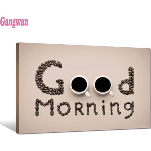 New Design Art diamond embroidery Coffee Bean To Make a Letter Good morning text diamond painting mosaic restaurant Decor art