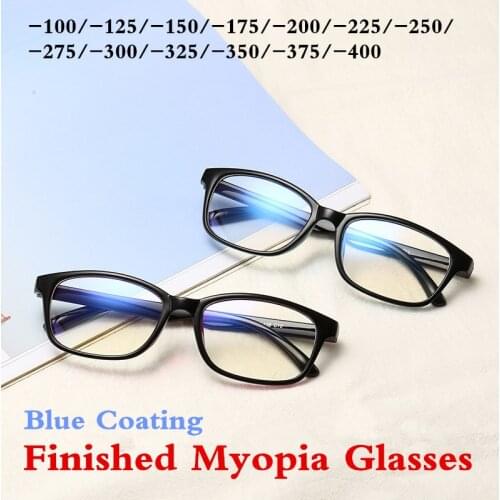 -1.0 -1.25 -1.50 -1.75 -2.0 -2.5 -3.0 To -4.0 Finished Myopia Glasses Women Men Short Sight Eyewear Black Blue Red Frame