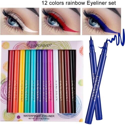 12 Packs of eyeliner 12 color matte color eyeliner quick-drying and not easy to smudge liquid eyeliner pen
