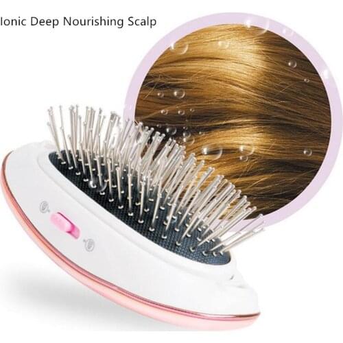 Portable Mini Electric Ionic Hairbrush Hair Brush Comb Massager Scalp Not Heating Hair Straightener Stylining Tool 20#825