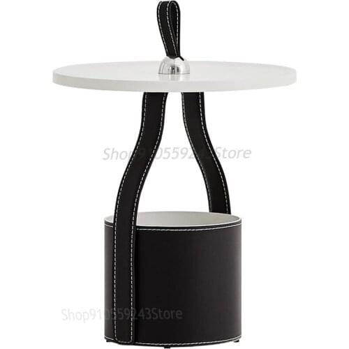 Simple Modern Sofa Side Table Fashionable Nordic Round Designer Creative Small Coffee Table Can Store Light Luxury Corner Table
