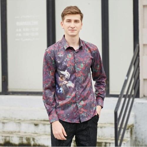 Luxury Brand Casual Men Shirts 2020 New Autumn Streetwear Cardigan Shirt Long-Sleeve Printing Blouse