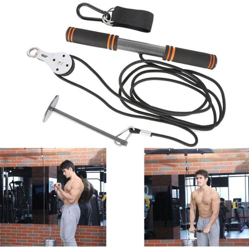 Fitness Pull Down Machine Attachment DIY Tricep Rope Cable Pulley System for Training Home