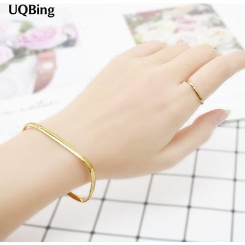 Silver Gold Color Single Zircon Women Rectangle Bangles 925 Sterling Silver Jewelry Wholesale