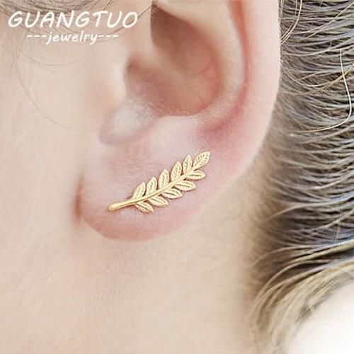 New Fashion Leaf Shaped Stud Earring For Women Trendy Minimalism Leaves Brincos Party Jewelry Gift American & European EB235