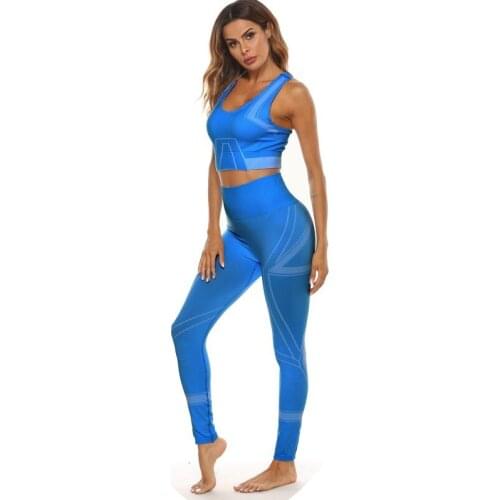 Women Fitness Yoga Set Clothing Gym Suit Seamless Crop Tank Top Running Tights High Waist Leggings Workout Bra Tracksuit Outfit