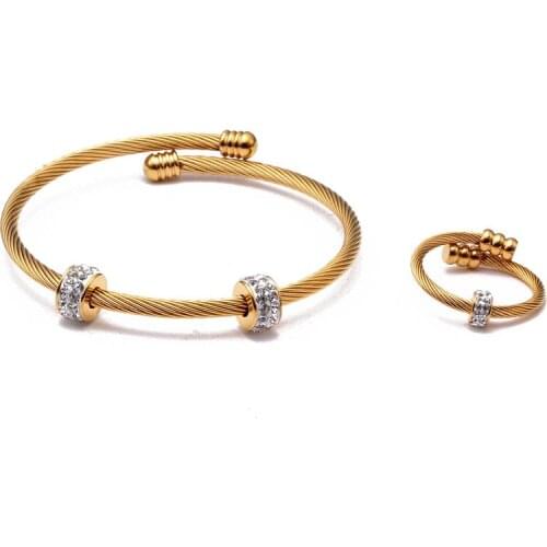 New Fashion Stainless Steel Women Girls Sporty Charm Crystal Bangles Simple Design Open Cuff Chain Link Wedding Bracelets