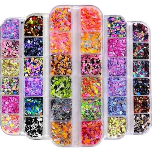 1 Set 12 Colors Nail Glitter ,Holographic Nail Glitter Flakes Glitter Hex Mix 1mm/.2mm iridescent mixed shape Nail glitter