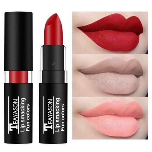 1 Piece Matte Lipstick Long Lasting Waterproof Velvet Lip Stick Sexy Purple Black Pigments Makeup Matte Metal