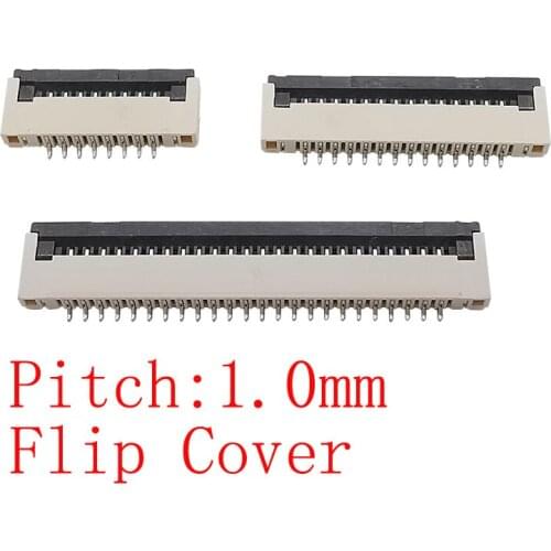 10Pcs/lot FPC FFC Flat Cable Socket 1mm Pitch Under Clamshell Connector 4P 6P 8P 10P 12P 14P 16P 18P 20P 24P 26P 30Pin