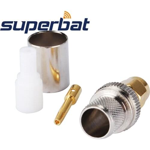 Superbat 10pcs RP-SMA Straight Crimp Plug (Female Pin) for LMR400 RG8 RG213 Cable