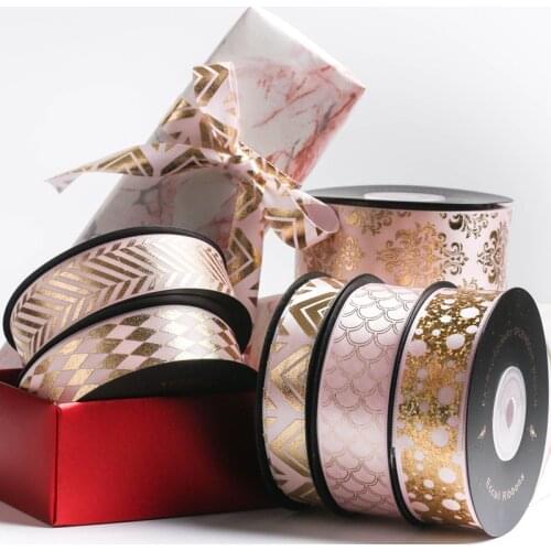 10yards Gilding ribbon DIY bow hair ornament flower material wedding cake gift box packaging sweet and lovely wind ribbon