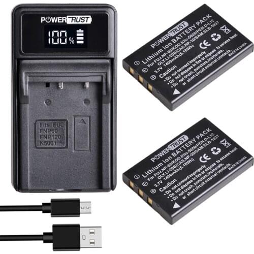 2Pack NP-60 NP60 Battery and LED Charger for Fujifilm NP-60 Kodak KLIC-5000 Samsung SLB-1137 Olympus LI-20B FinePix 50i 601 F401