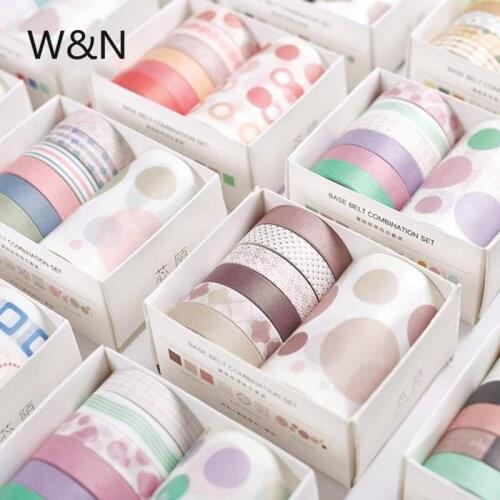 7Pcs/lot Point Solid color Washi Tape Set Decoration Sticker Scrapbooking Diary Adhesive Masking Tape Stationery School Supplies