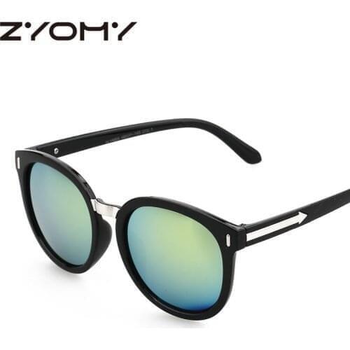 Q Zyomy Big Box Retro Women Sunglasses Brand Designer Arrow Gafas Mirror Shades Reflective Flat Lens Men Eyewear Retro Glasses