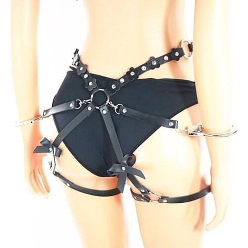 Bondage Sexy Harness Woman Set Garter Sword Belt Seks Bdsm Erotic Lingerie Gothic Leather Waist To Leg Harness Thigh Garter Toy