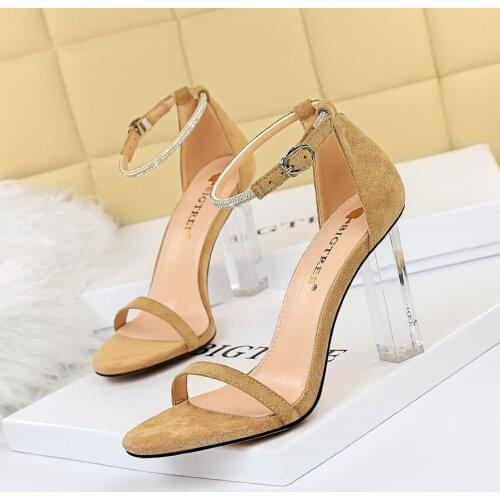 BIGTREE Sandals Womens Shoes Sexy Patent Leather Summer Wedding Fashion Shallow Cover Buckle Ankle Strap Square Heel Pumps 43