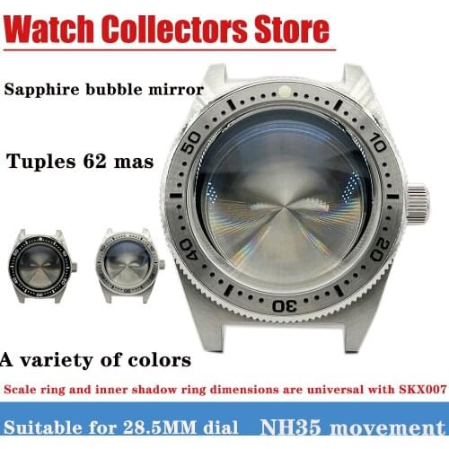 Seiko 62MAS Modified Watch Case Sapphire Cover Bubble Watch Mirror Retro Custom For NH35 movement Diving Watch Accessories