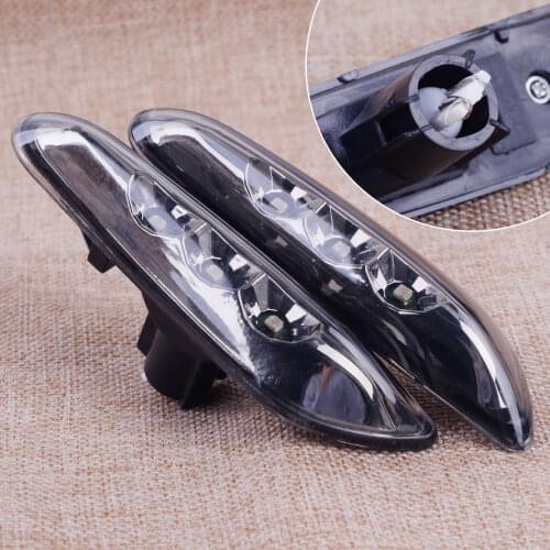 CITALL 2pcs 3 LED Black Plastic Marker Lights Amber Turn Signals Lamp T10 Connector Fit for BMW E82 E88 E60 E61 E90 E91 E92 E93