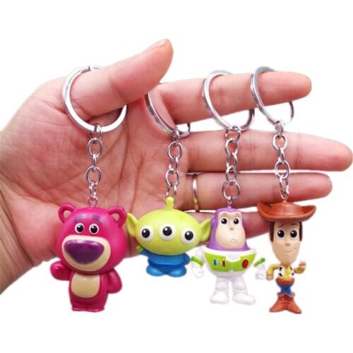Toy Story 4 Woody Buzz Lightyear PVC Action Figure Keychain Set Doll Toys Childrens Gifts