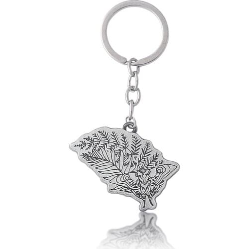 Game The Last of Us 2 Ellie Tattoo Keychain Hand Drawn Detailed Moth Leafed Fern Key Chains for Women Men Car Keyring Jewelry