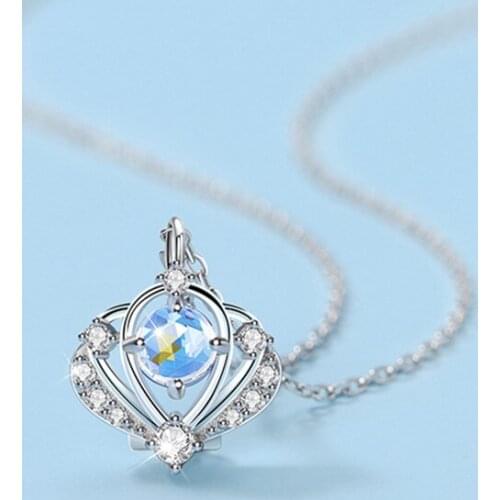 Exquisite Crystal Crown Pendant Necklace For Women Jewelry 2021 Trendy Clavicle Chain Necklaces Girls Choker Accessories Gift