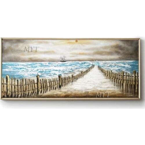 The Sea And The Ship Oil Painting Modern Popular Abstract Handpainted Modern Wall Art Home Decoration On Canvas Frameless