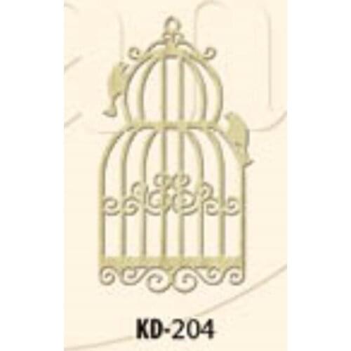 KD204 Cage and Bird Wooden Package Ornament, Raw Wood Package Ornament