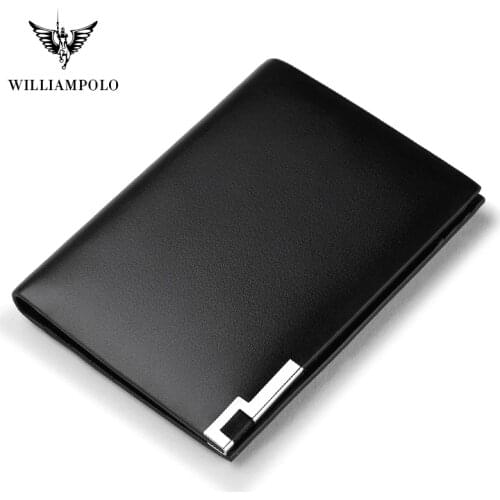 WILLIAMPOLO Leather Wallets Men Wallets Clutch Fashion Short Wallet Super Thin Mini Wallet Card Holder Billetera PL220