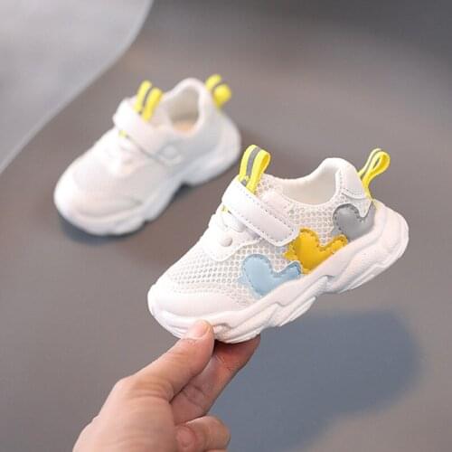 Spring Summer Baby Boy Girl Shoes First Walkers Mesh Breathable Sneakers Antiskid Soft Sole Infant Newborn Toddler Shoes White