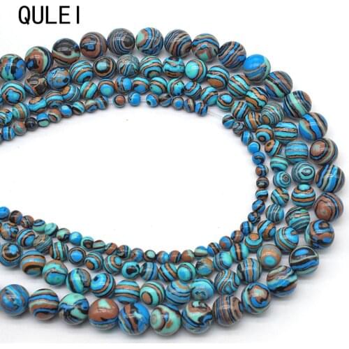 High Quality 4/6/8/10/12mm synthesis Blue Malachite Round Loose Bead Natural Stone Beads For DIY Bracelet Necklace Jewelry
