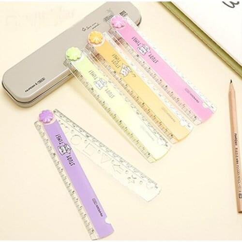 30CM New Cute Kawaii Study Time Color Folding Ruler Multifunction DIY Drawing Rulers For Kids Students Office School Stationery