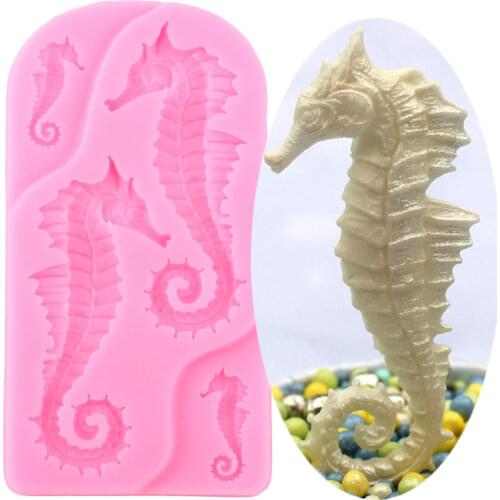 Sea Horse Silicone Mold Cupcake Topper Fondant Mould Cake Decorating Tools Jewelry Resin Clay Candy Chocolate Gumpaste Moulds