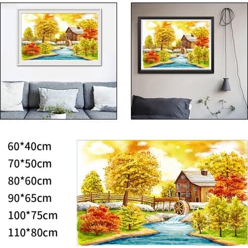 DIY 5D Diamond Painting Kit Full Drill Crystals Embroidered Arts Cabin Scenery Picture Wall Art Needlework