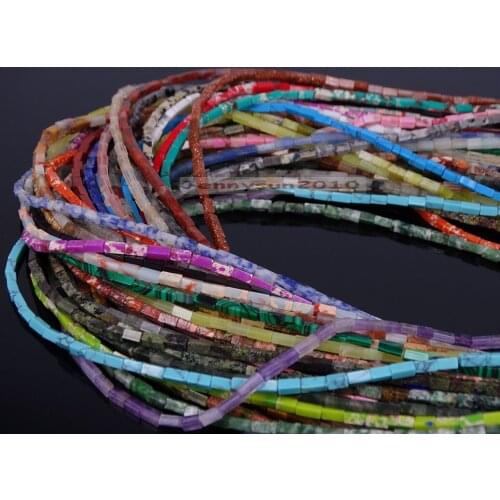 Natural Gems Stone 2x4mm Rectangular Bar Loose Spacer Beads 15.5'' Inches Strand for Jewelry Making Crafts 5 Strands/Pack