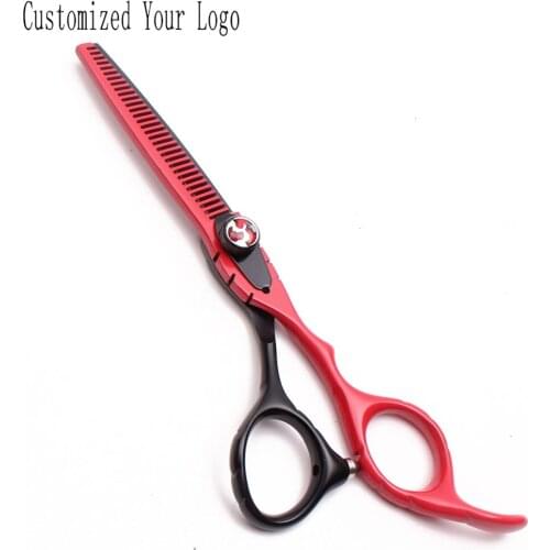 6" 17.5cm JP Stainless Red&Black Customize Logo Dog Scissors Straight Scissors Thinning Shears Pet Scissors Grooming Dogs C1019
