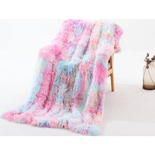 Colour Super Soft Long Faux Fur Coral Fleece Blanket Warm Elegant Cozy With Fluffy Sherpa Throw Blanket Bed Sofa Blankets Gift