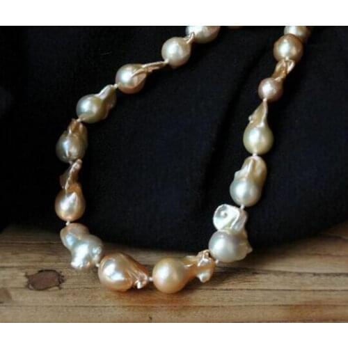 Nuclear pearl necklace 15-20mm south sea pink purple lavender huge 18" 36