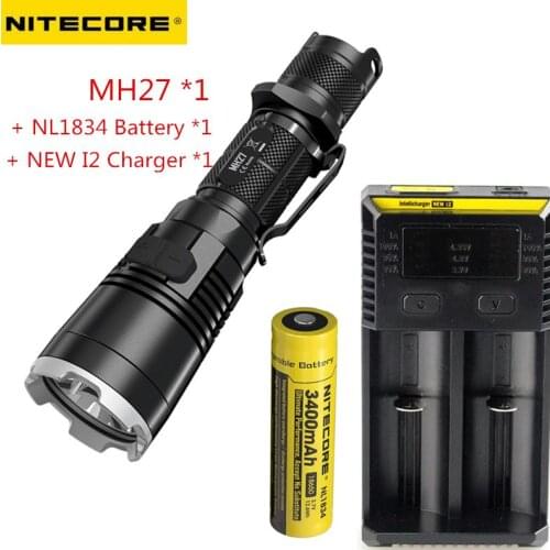 Rechargeable Multitask Flashlight NITECORE MH27 max.1000LM beam distance 462meter Torch + NEW I2 charger + 18650 3500mAh battery