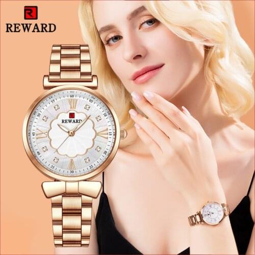 New Reward Women Wristwatch Top Brand Luxury Lady Super-Thin Stainless Steel Quartz Watches Waterproof Luminous Clock Timepiece