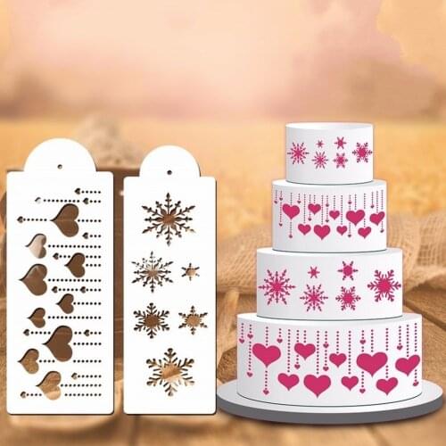 Christmas Cake Spray Pattern Printing Mold DIY Baking Tools Lace Pastry Cake Mold Christmas Decoration Accessories